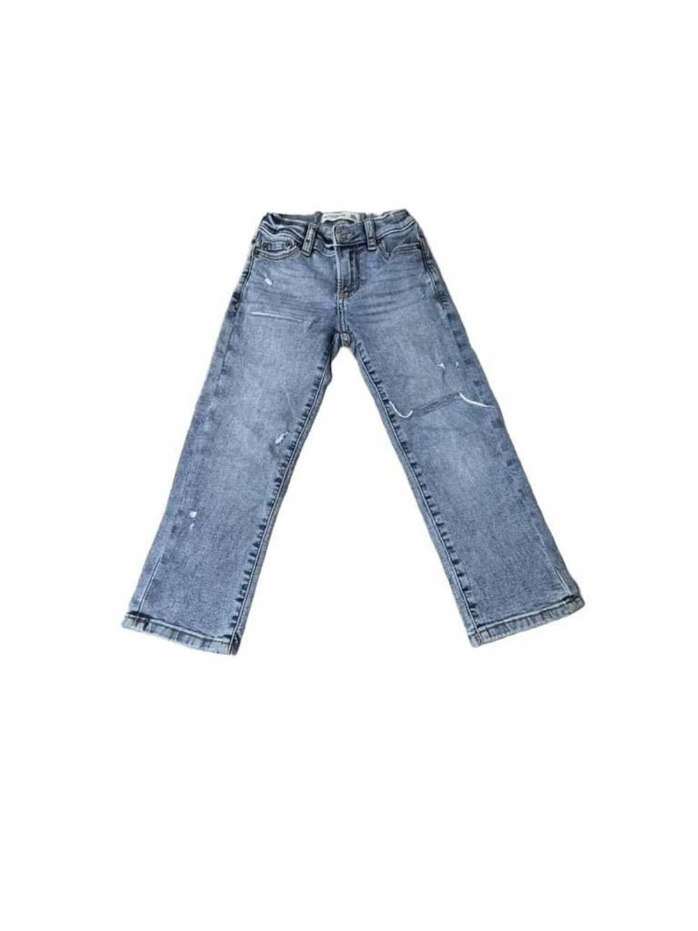 Abercrombie Kids Straight Jeans Size 5/6 Regular Light Wash Distressed